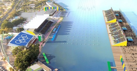 Perspectiva do Estádio de Remo na Lagoa Rodrigo de Freitas, usada no dossiê de candidatura (Foto: Divulgação)