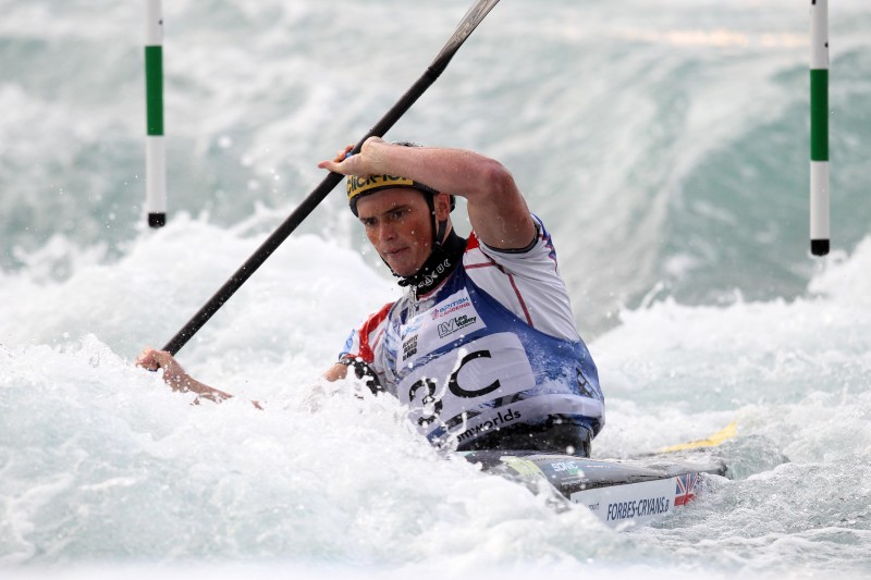 Bradley Forbes-Cryans, da Grã Bretanha, conquistou uma vaga para o seu país na K1 masculina (Foto: Harru Hubbard/Getty Images)